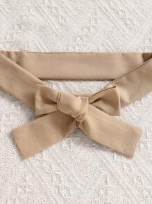 SHEIN 2pcs/Set Young Girls Puff Sleeve Hollow Lace Ruffle Solid Color Casual Waist Tie Pants Young Girls Clothing Young Girls Sets - Multicolor - View 8