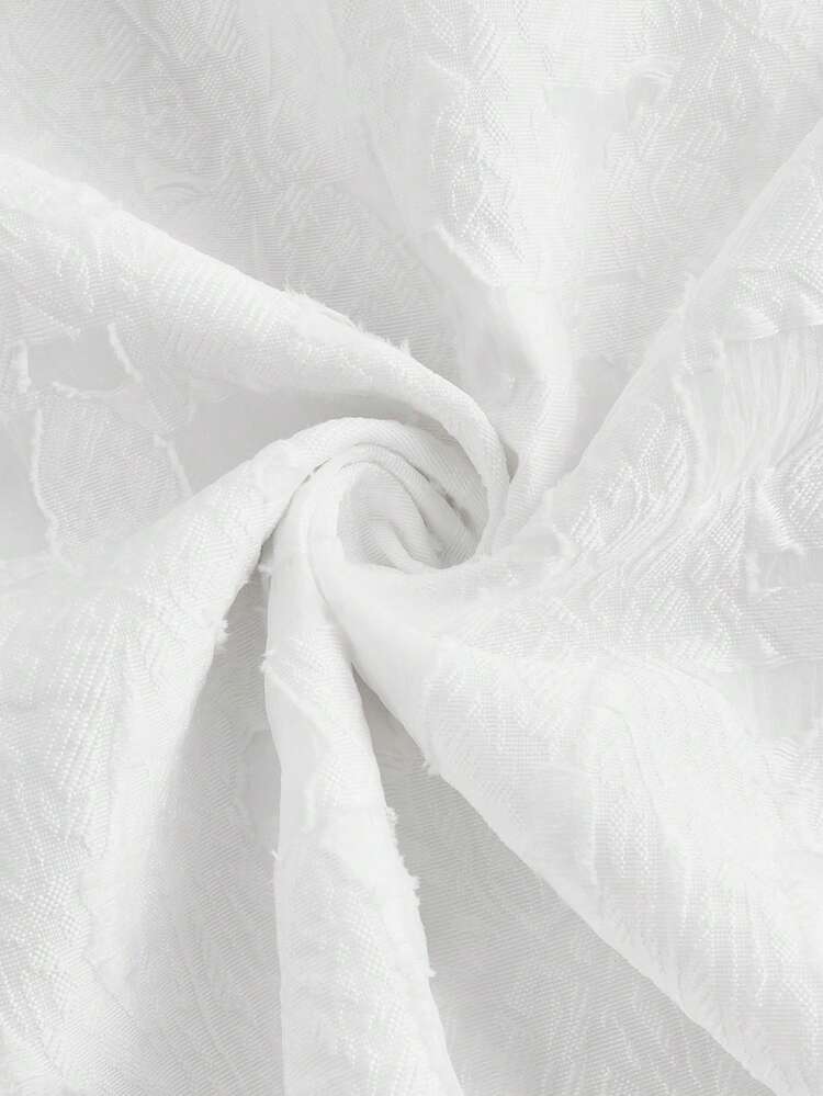 SHEIN Maija Women's Backless White Bow Decor Design Blouse, Chic Urban Casual Loose Soft U-Neck Puff Sleeve Short Sleeve Pullover Blouse, Feminine, Graceful, Romantic, French Style, Elegant Cruise Wear Midi Dress