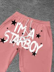 Manfinity ZONE917 Men's Loose Straight Leg Streetwear Pink Sweatpants - Dusty Pink - View 2