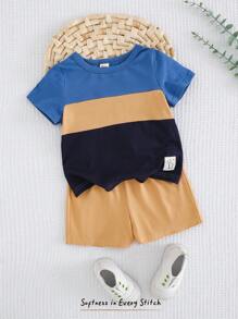 Cozy Pixies 2-teiliges Set bestehend aus besticktem Strick Baby Jungen Pulli mit rundem Ausschnitt und kurzen Ärmeln sowie Shorts mit Gummibund