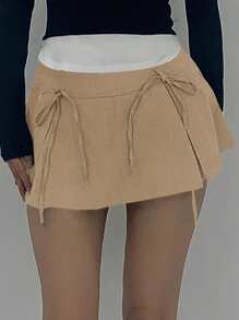 DAZY Women's Short Bow Pleated A-Line Skirt
