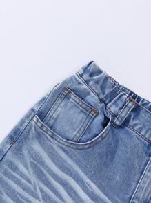 Meisjes gewassen gescheurde rechte jeans (zonder accessoires)