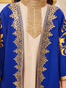 SHEIN 2pcs/Set Baby Girl Stand Collar Sleeveless Dress & Ruffled Sleeve Cardigan