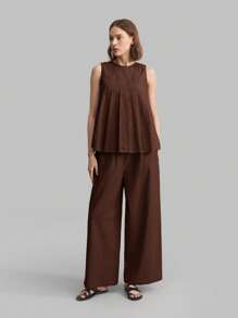 Ontre 女士纯色休闲抽绳裤，适合商务、休闲、度假、海滩、生日派对、教师，2025 年秋季 - 棕色 - 查看 4