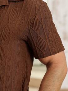 Manfinity Homme Men's Solid Color Long Sleeve Shirt, Casual, Minimalist Style For Everyday Wear - Coffee Brown - View 6