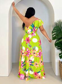 Slaydiva 2025 Summer&Beach New One-Shoulder Ruffled Printed Jumpsuit Pride Pride Month Rainbow - Multicolor - View 2