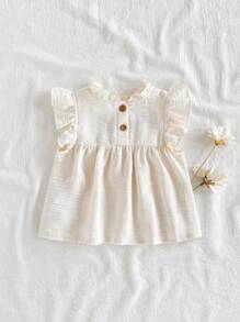 Vintaside Kids Baby Girls Countryside Style Embroidered Floral Print Princess A-Line Blouse, Summer