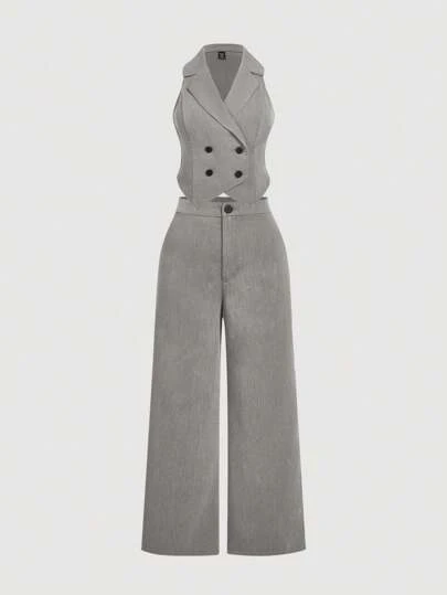 SHEIN MOD Plus Size Elegant Business Casual Blazer Vest & Pants 2 Pieces Set