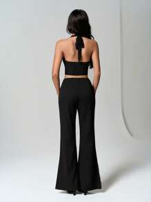 TRNVIE 女式蕾丝拼布吊带背心 - 黑色 - 查看 2