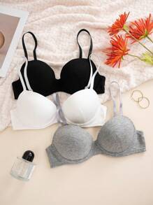 3 件套女士常规休闲钢圈文胸 - 彩色 - 查看 6