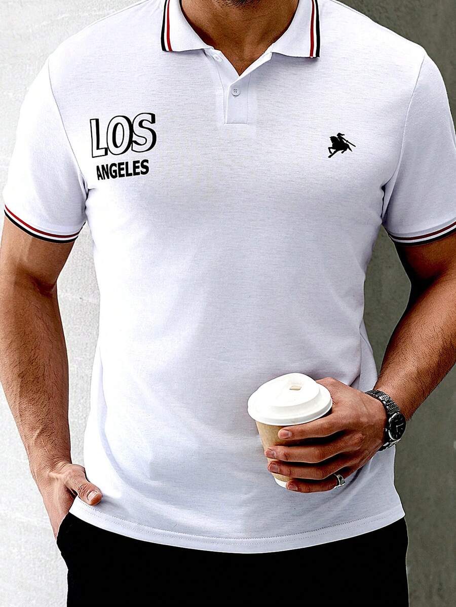 Calvornis Chemise polo à manches courtes décontractée pour homme - Blanc - Voir 1