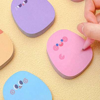4pcs/Pack Cute Cartoon Emoticon Sticky Notes, Colorful Memo Pad, Student Stationery