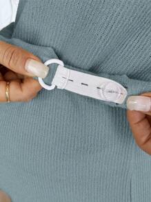 SHEIN Conjunto de top holgado de manga tipo murciélago y pantalones de punto de color albaricoque, conjunto de maternidad informal y holgado, adecuado para usar en primavera/verano a diario - Azul - Ver 7