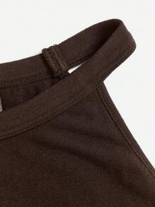 SHEIN Essnce HIDY Women Casual Bull Head Pattern Fitted Tank Top, Suitable For Summer - Brown - View 4