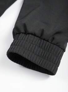 Manfinity Homme Men's Solid Color Long Sleeve Drawstring Hooded Casual Jacket - Black - View 4