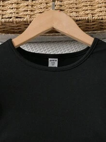女童纯色泡泡袖镂空上衣和满印花长裤两件套 女童服装套装 夏季 - 黑色 - 查看 7