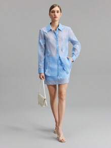 Ontre 2025 New Arrivals Vacation Style Light Blue 3D Flower Women's Skirt, All-Match Fashionable & Versatile Coordinating