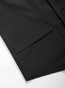 SHEIN 2pcs/Set Tween Boy's Classic Black Business Formal Suit Vest Jacket + Straight Leg Pants, Versatile For Daily Wear, Banquets, Parties, Gatherings - Black - View 7