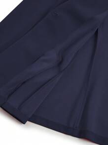 SHEIN Clasi Áo khoác blazer tay dài vừa vặn ve loang màu trơn cỡ lớn cho nữ - Màu xanh hải quân - Xem 5