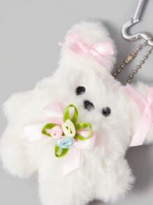ROMWE Kawaii 1pc Pink Bow & Pearl Cute Rabbit Bag Charm - Multicolor - View 3