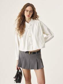 SHEIN Unity Jachetă casual cu mânecă lungă pentru femei, minimalistă și la modă - alb - Vizualizare 1