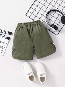 Young Boy Cool Letter Embroidered Shorts, Summer Kids Clothes Boys Shortskids Shorts For Boysshorts For Kids Boygetaway,Holiday,Travel,Relax,Sunbathing,Summer - Army Green - View 2