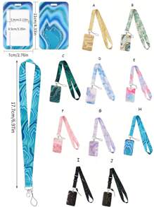 SHEIN 1 Stück Handykordel Kartenetui mit Marmoroptik, Polyester-Trageriemen für Bus-/Ausweiskarte, Geschenke für Paar, Festivals, Schulanfang