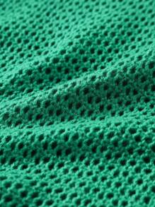 Claim Dot Maglione casual in maglia a maniche corte con bottoni e tinta unita, minimal, da uomo - Verde - Visualizzare 5