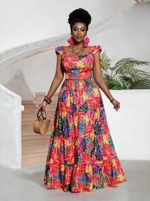 Slaydiva 2 件大码女士休闲西式服装，简约吊带背心上衣和裙子套装，适合日常穿着 - 彩色 - 查看 7