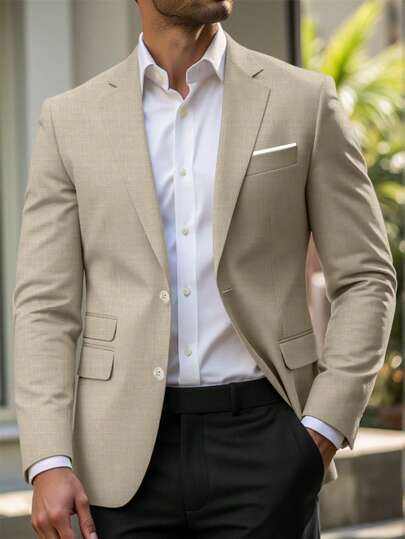 Calvornis Manfinity Mode Men's Casual Lapel Single-Breasted Blazer,Men's Casual Solid Color Single Button Suit Jacket Suitable For Daily Wear INS Best-Selling