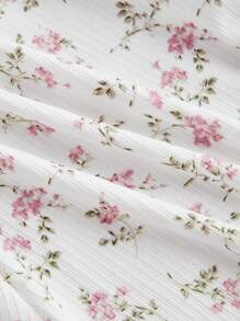 SHEIN MOD Women's Ditsy Floral Lace Trim Mini Knitted Dress, Summer Mini Dress - Pink - View 4