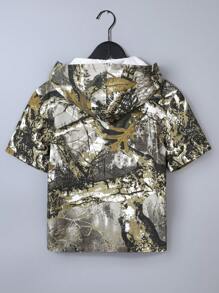 1 Set Teen Boys American Camo Denim Jacket + Casual Loose Straight Leg Jeans Shorts - Multicolor - View 6