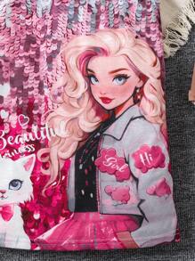 SHEIN Young Girl Casual Unicorn Pattern Dress, Versatile For Outdoor, School, Home & Party Wear, Suitable For 4-7 Years Old, Spring/Summer/Autumn - Multicolor - View 6