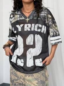 StreetHx Streetwear 女式休闲干叶与字母印花短袖 T 恤