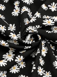 Rometta 大码女式两件套：纯色短袖上衣和雏菊印花连衣裙 - 彩色 - 查看 5