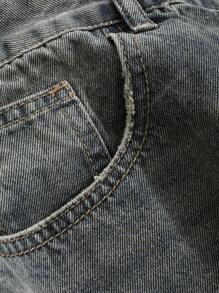 Dazy Plus Plus Size Washed Distressed Loose Relaxed Wide Leg Long Denim Jeans,Baggy Jeans