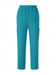 TaskEZ Simple Summer Short Sleeve Uniform Set With Pocket Design On Top And Pants, Scrub Sets - Mint Blue - View 3