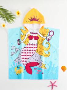 女孩幼儿美人鱼印花沙滩罩衫，适合海滩派对 - 彩色 - 查看 1