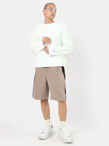 SUMWON Essential Regular Fit Textured Long Sleeve T-Shirt Crew Neck Ribbed Casual Basic Fall Winter Top Streetwear Athleisure Loungewear - Beige - View 3