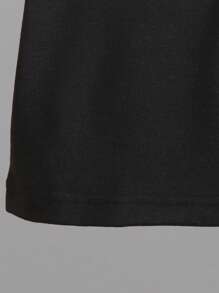 SHEIN 2pcs/Set Young Boy Casual Versatile Minimalist Letter Print Short Sleeve T-Shirt And Shorts, Suitable For Summer Occasions Like Outdoor, School, Getaway, Holiday, Travel, Relax, Sunbathing Summer Holiday - Black - View 5
