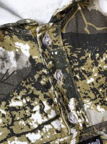 1 Set Teen Boys American Camo Denim Jacket + Casual Loose Straight Leg Jeans Shorts - Multicolor - View 3