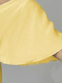 Elenzga Elegant Butterfly Sleeve Pleated A-Line V-Neck Backless Dress, Suitable For Party, New Year, Valentine's Day, Pink