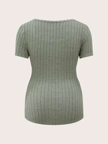 SHEIN Pregnant Women Short Sleeve T-Shirt, Casual Solid Color Versatile - Multicolor - View 13