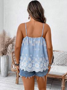 Breezaya Camicetta elegante da donna oversize, a-line, in tessuto lavorato a trama, con ricami floreali, adatta per vacanze e periodi estivi