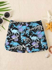Young Boy Casual Simple Cartoon Print Slim-Fit Swim Trunks Suitable For Summer - Multicolor - View 1