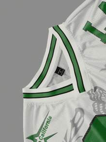 Manfinity Campus Court 男士时尚蝴蝶和数字印花短袖 T 恤，23 号球衣，男士球衣 - 彩色 - 查看 4