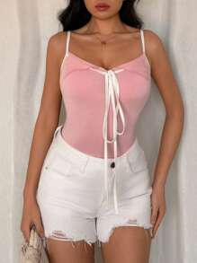 Chiquease Contrast Color Lapel Sweet Spicy Cropped Tank Top For Women, Figure Flattering, Layering, Unique Design Undershirt - Multicolor - View 5