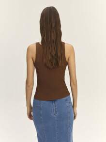 Nöista Áo có chi tiết dây thắt lưng có khóa. Lựa chọn cho trang phục nghỉ xuân lấy cảm hứng từ Y2K. - màu nâu - Xem 2