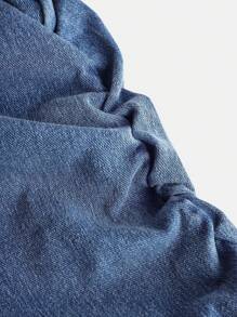 SHEIN Girlism Tween Girls Y2K Fashionable Stonewashed Snug Fit Dress With Layer And Bowknot Detailed - Medium Wash - View 4