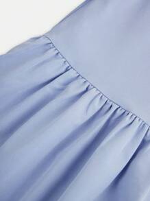 Teen Girls' Long Sleeve Striped Shirt Dress, Minimalist & Fashionable For Summer - Blue - View 4